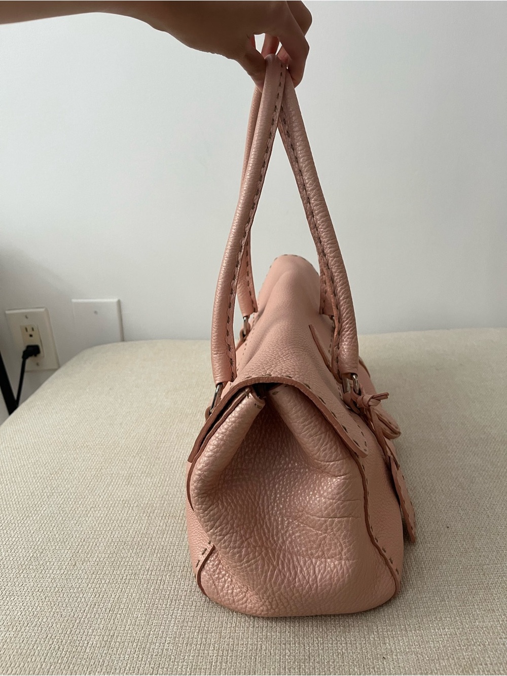 Fendi Selleria Blush Pink Leather Top Handle Satchel - Picture 5 of 16